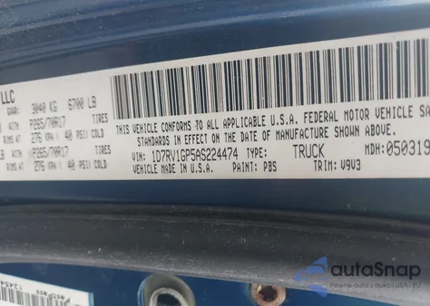 2010 Dodge Ram 1500 St z USA, uszkodzony, nr VIN 1D7RV1GP5AS224474